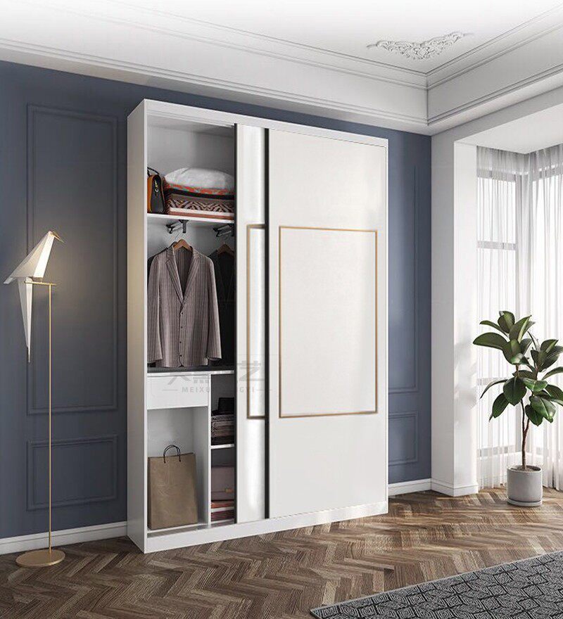 轻奢衣柜推拉门白色18米16m后现代港式中式衣橱小户型超薄柜子