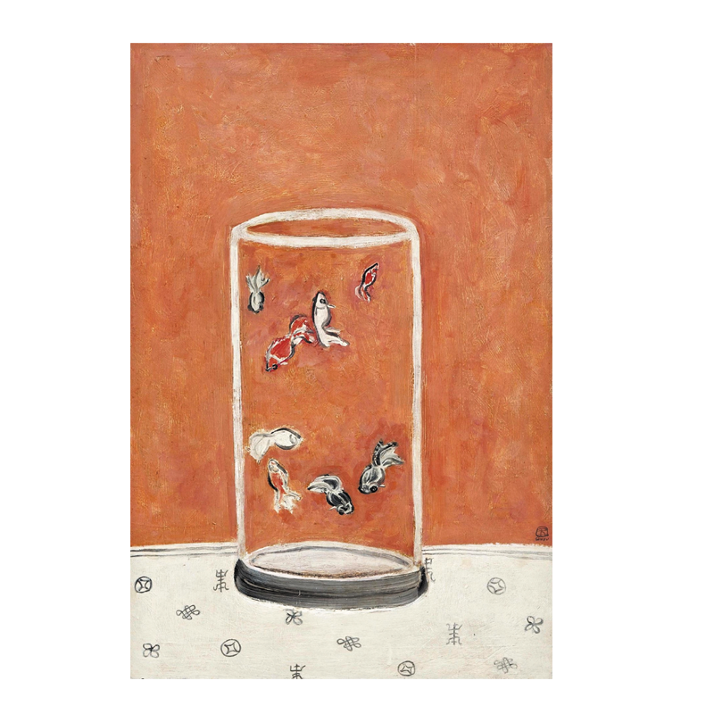 常玉《八尾金鱼》现代客厅餐厅装饰画当代名画玄关走廊挂画书房墙