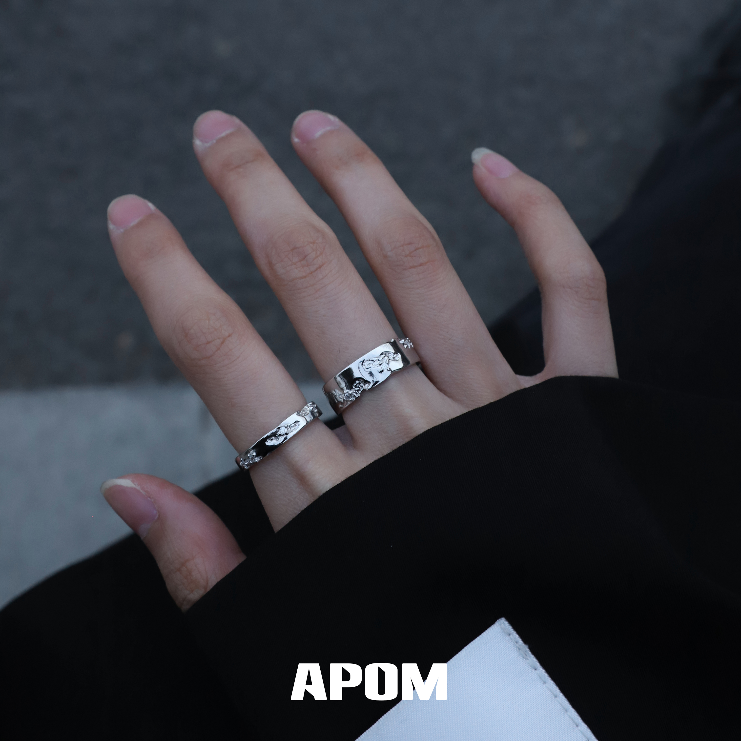 APOM破碎的理论二代细版/原创925纯银戒指高级情侣对戒节日礼物