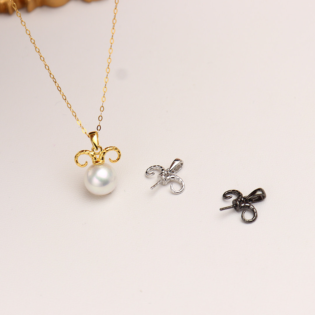 diy珍珠配件s925纯银可爱爱小羊角吊坠精致其他diy饰品配件