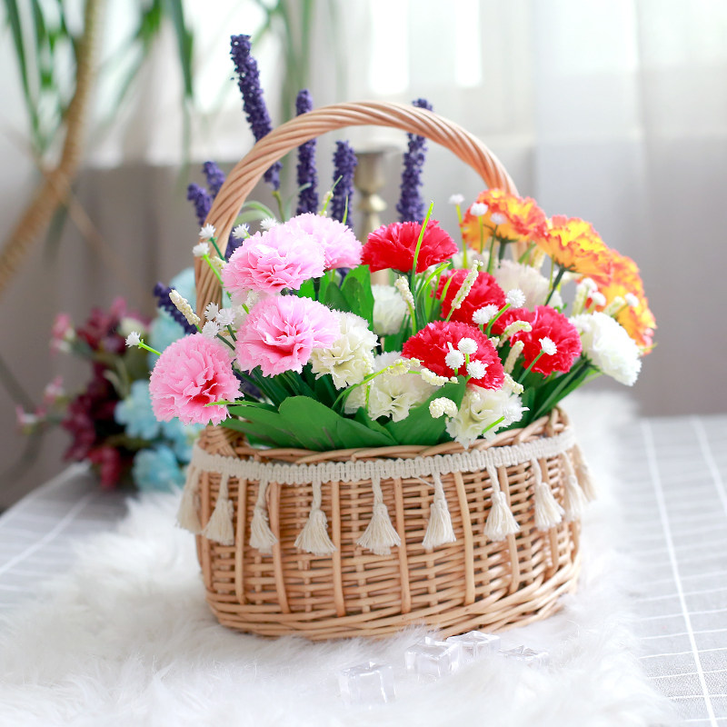 花篮编织柳编儿童手提小花小桶包花篮插花干花花篮