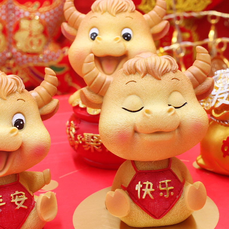 新国潮牛年礼品本命年摆件可爱招财卡通牛牛吉祥物摆件