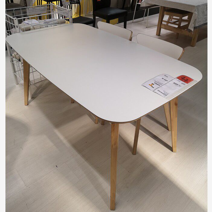 代购宜家国内诺米米拉桌子白色桦木贴面150x85实木餐桌