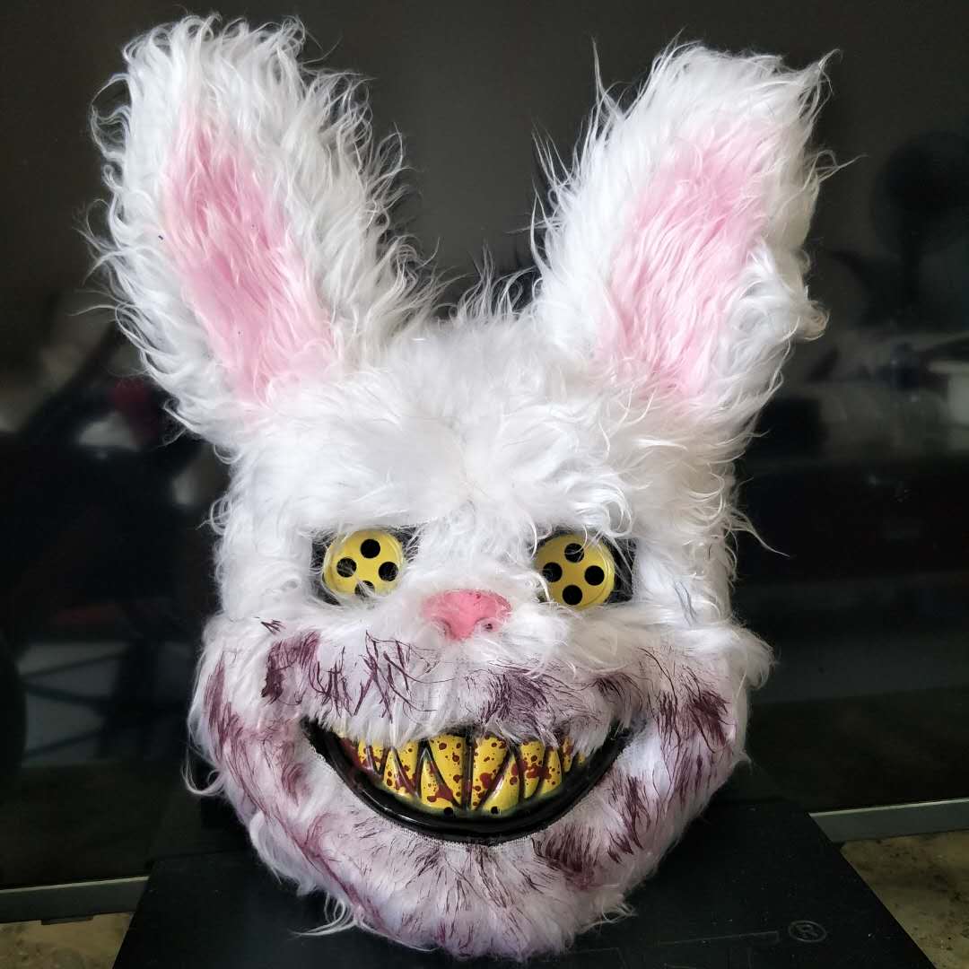 血腥兔子面具抖音同款可爱动物化妆派对头套cos万圣节恐怖面具