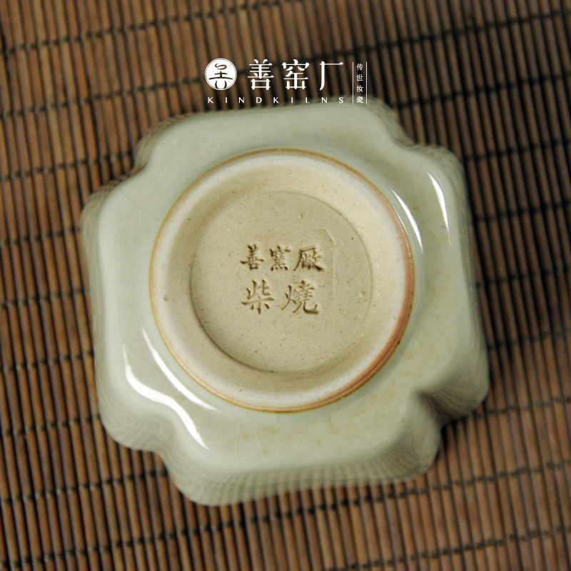 善窑厂 李善明 善窑厂制 柴窑天青汝窑汝瓷开片主人杯 可定制押窑