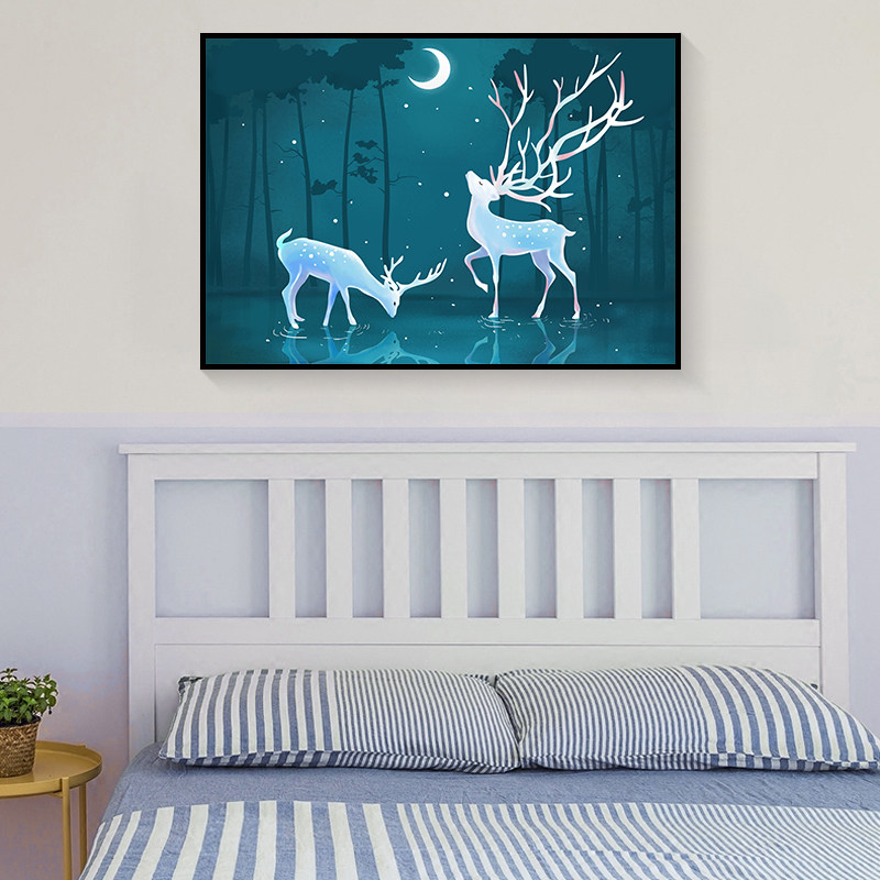 卧室床头装饰画现代简约房间墙画客厅壁画酒店宾馆单幅无框画挂画