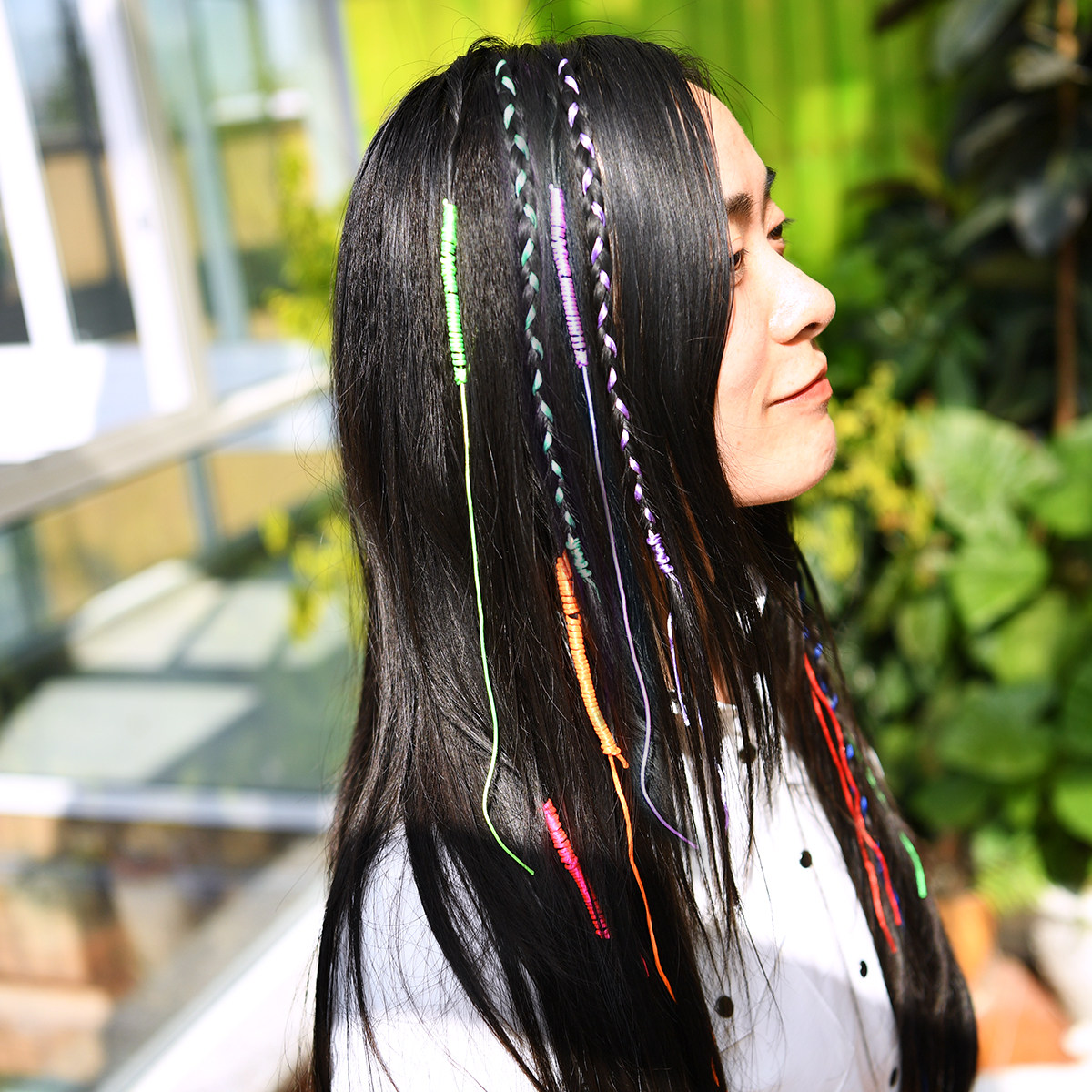 云南七彩编发绳彩色绳子编发彩绳绑头发辫子发绳金丝绳七彩线彩带