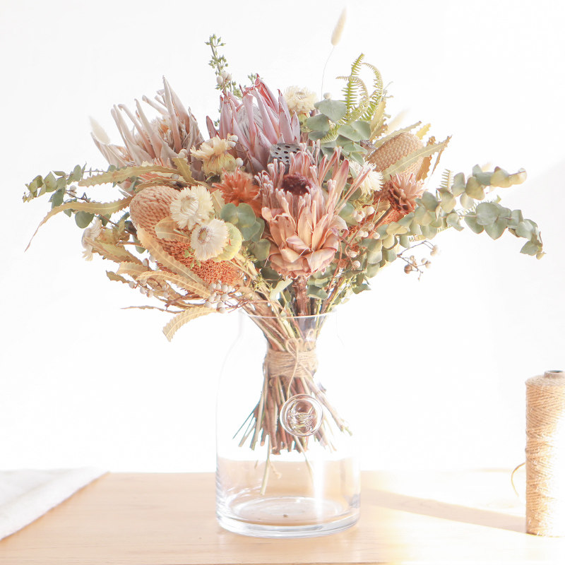 南非非天然木本干花混合花束插花进口帝王公主花干花