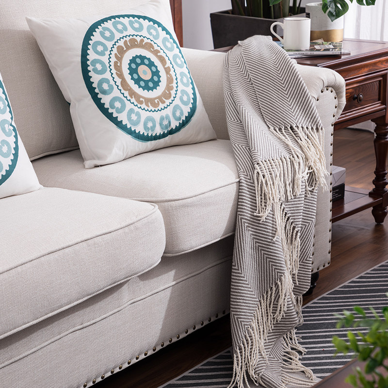 美式布艺沙发大小户型客厅地中海乡村田园风格单双三人沙发组合