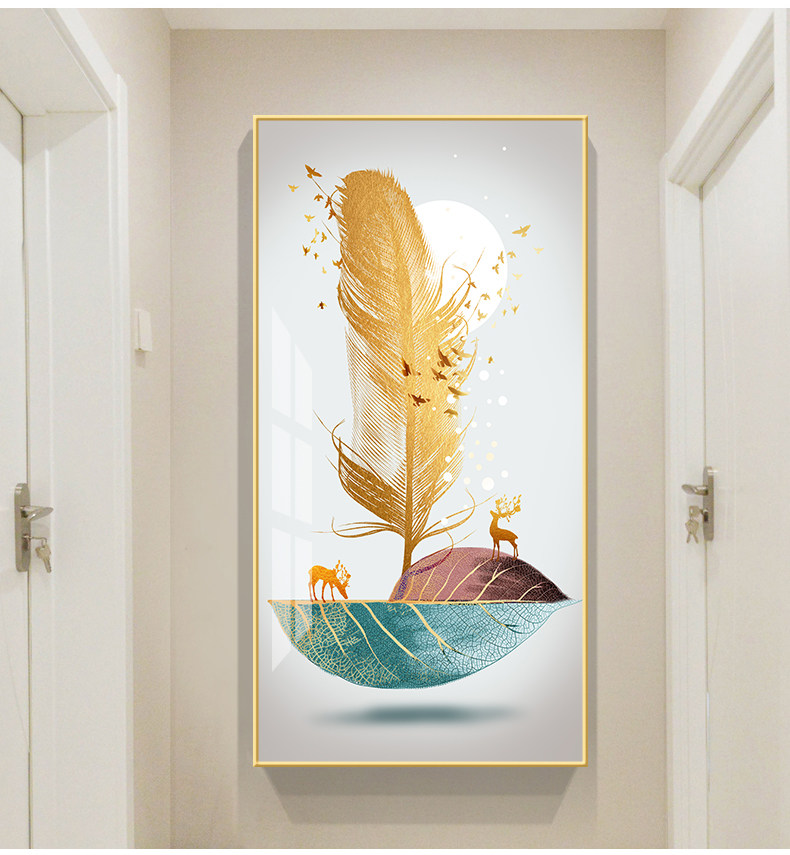 入门玄关装饰画竖版走廊尽头过道壁画北欧客厅现代装饰画