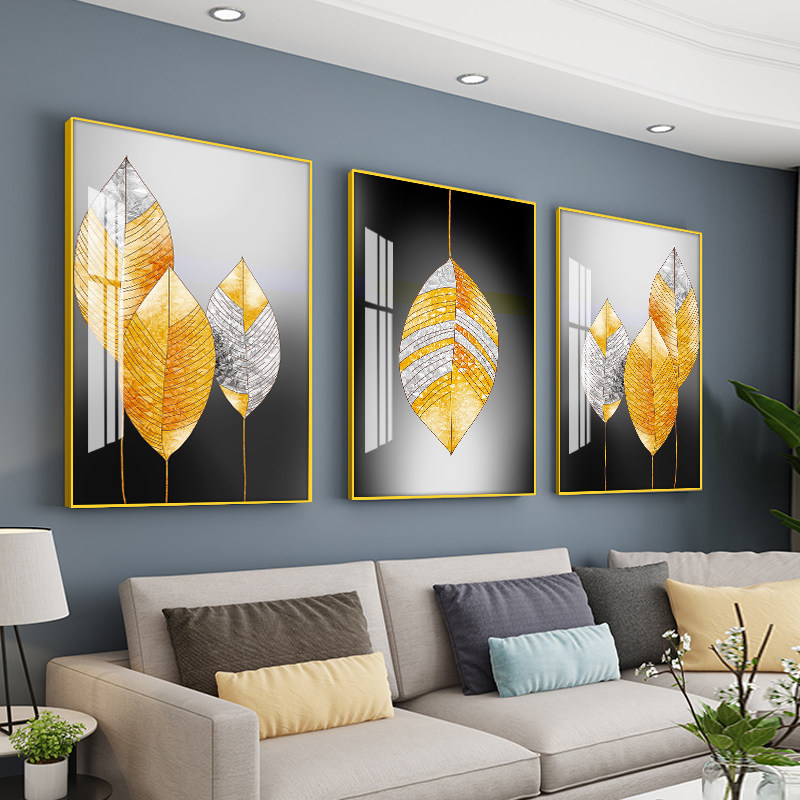 客厅装饰画北欧风格沙发背景墙挂画三联水晶现代简约现代装饰画