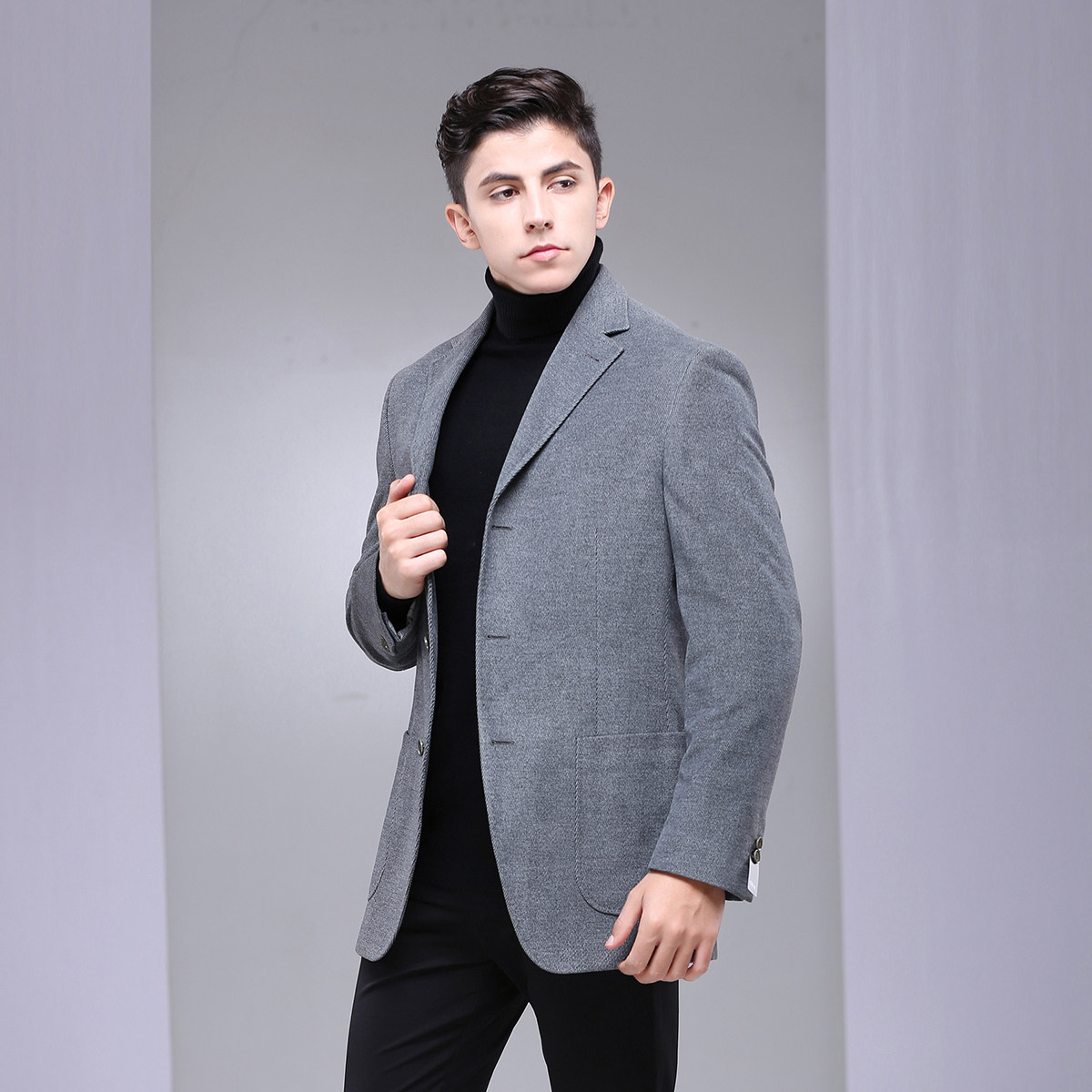 baniss邦纳斯男士灰色绅士商务休闲西服外套35890西服