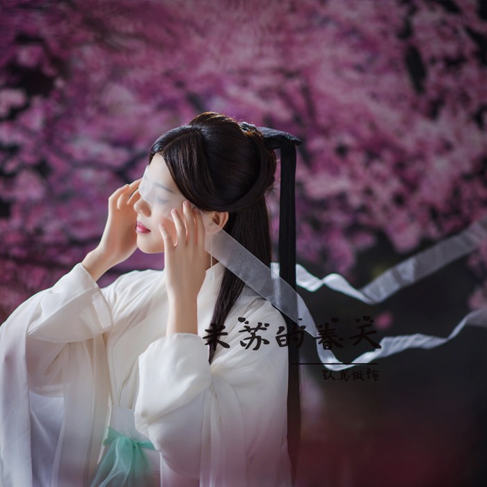 发饰古风cos三生三世十里桃花丝带纱带蒙眼眼睛头纱
