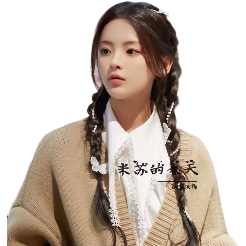 珍珠杨超越发卡链条编发发饰脏辫超仙发夹少女发饰