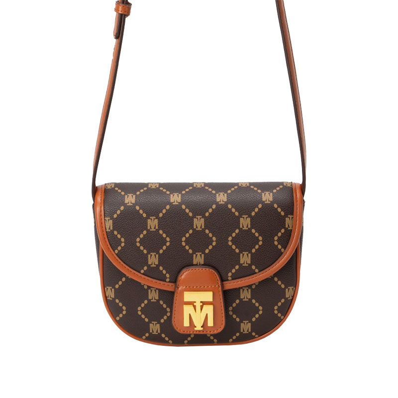 mirgamkosel官网正品小mk老花mi系列金属扣马鞍包牛仔刺绣女包