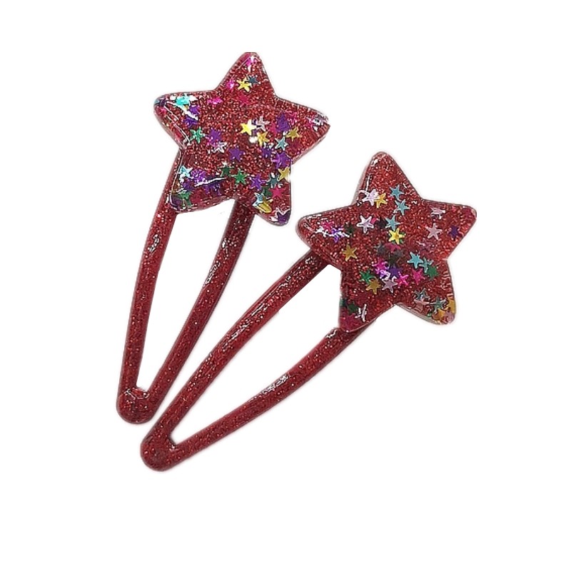 小嫩粉韩国进口亮闪星星爱心发夹女童发饰头饰儿童基础发卡碎发夹