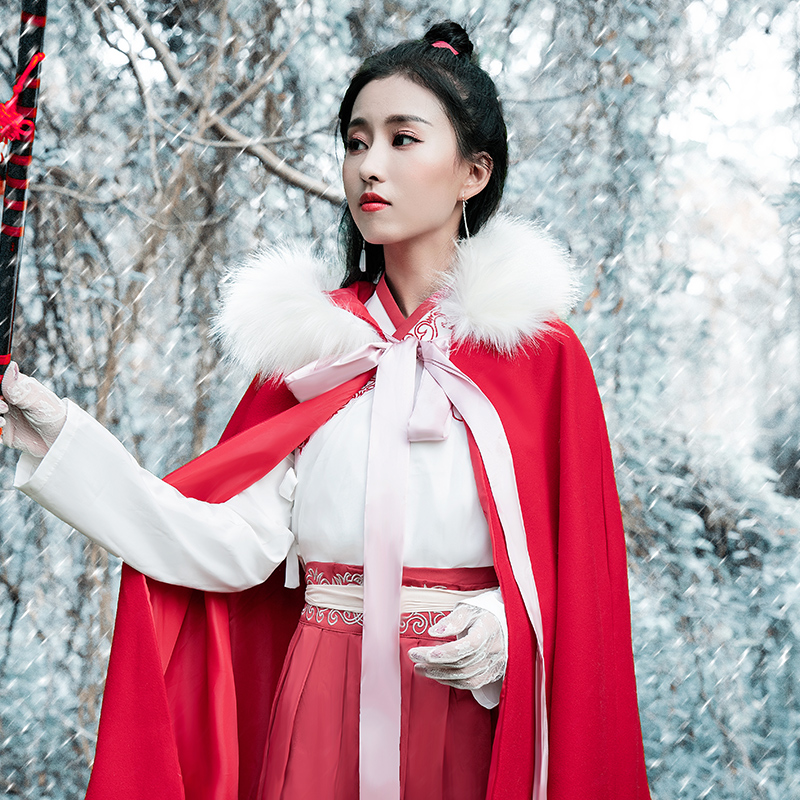 2021新款秋冬季汉服冬装毛呢外套女中国风古装毛呢外套