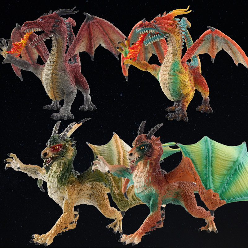 儿童三头火龙喷火狂野龙狂野模型仿真魔龙魔兽仿真