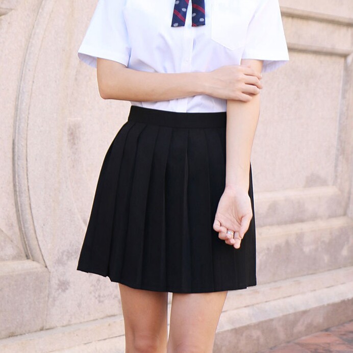 气质纯欲风日百褶裙纯色日本jk裙服校服性感半身裙