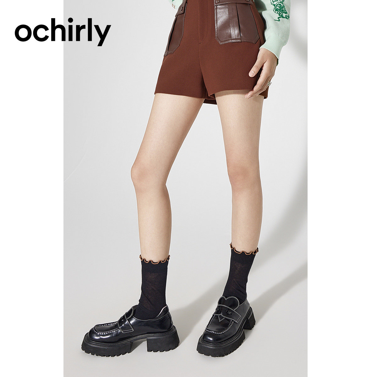 直降欧时力厚底乐福鞋女新款春装鞋子中跟粗跟单鞋