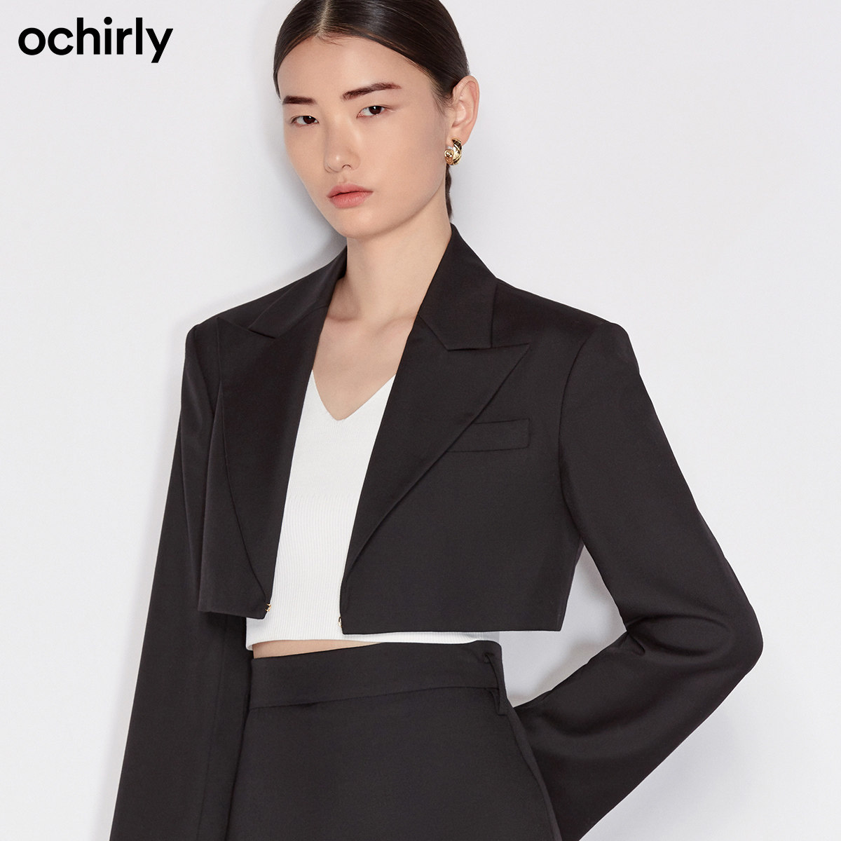 2件9折欧时力2021秋冬新品精纺呢短款西装外套女1nh3045720