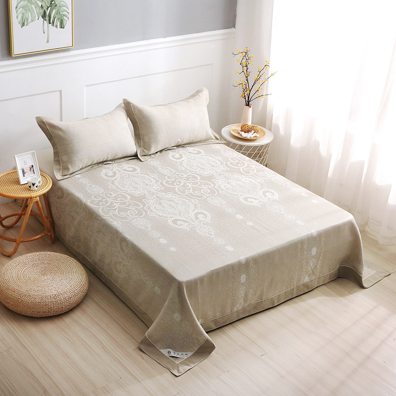 凉席哈麻双鹤三件夏凉席床单双人人大54支折叠水洗凉席