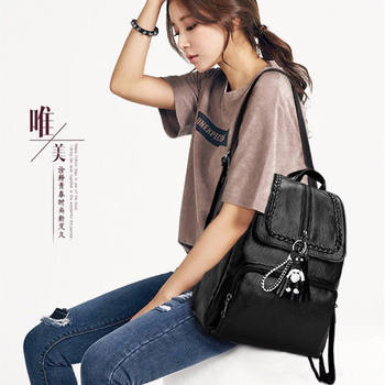 Backpack ແມ່ຍິງ 2023 ໃຫມ່ຄວາມອາດສາມາດຂະຫນາດໃຫຍ່ຄົນອັບເດດ: Leisure Travel Women's Small Backpack Soft Leather Korean Version Versatile School Bag