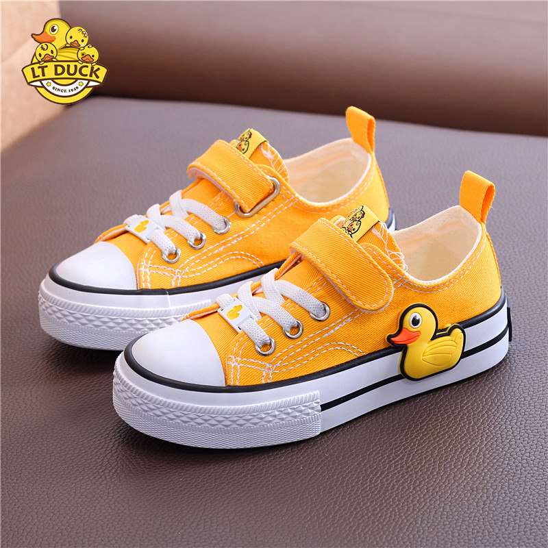 lt小黄鸭童鞋儿童帆布鞋女童休闲布鞋2022春季新款宝宝板鞋透气潮