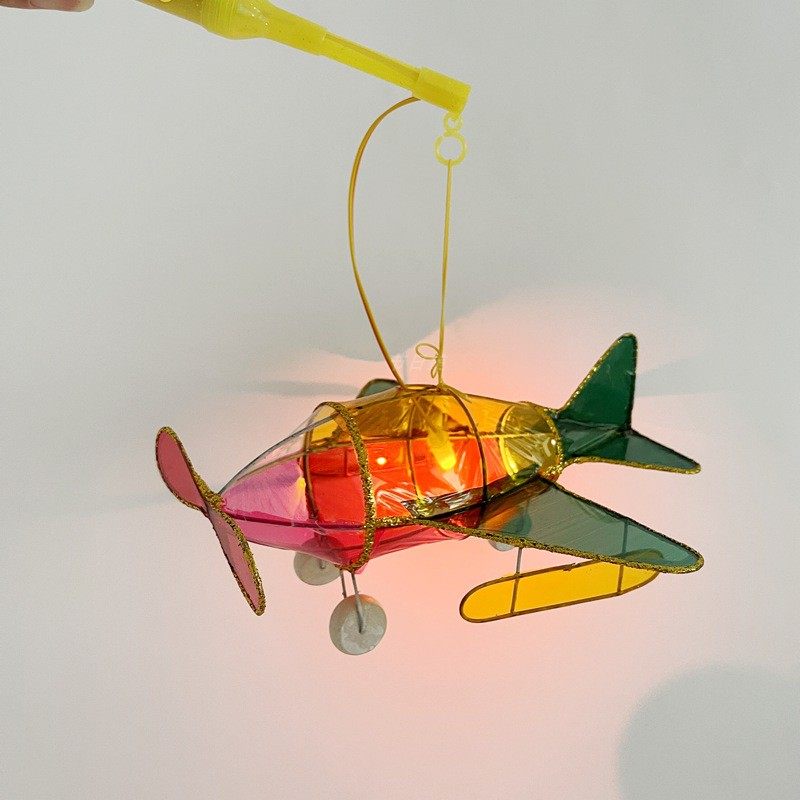 中秋节传统手工手工制制作玻璃玻璃纸纸飞机灯笼手提灯笼