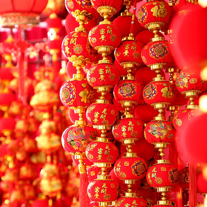 2021小红红灯笼连串挂饰装饰品室内过年过新新年灯笼