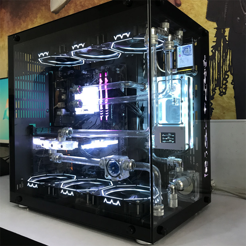 分体式罗宾水冷机箱by硬管全景玻璃支持3080机箱