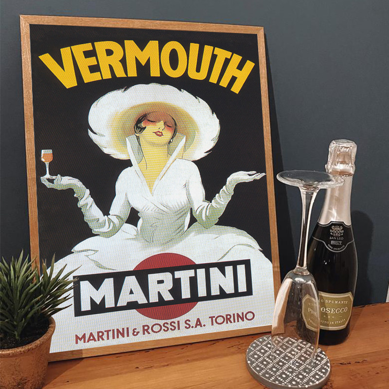 马天尼威士忌苦艾酒吧餐厅装饰画复古怀旧美女挂画现代装饰画
