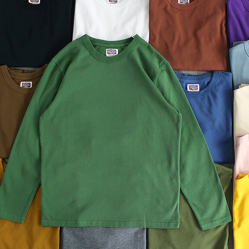 十五色重磅双纱340G优质纯棉套头TE简约休闲秋冬长袖圆领上衣男