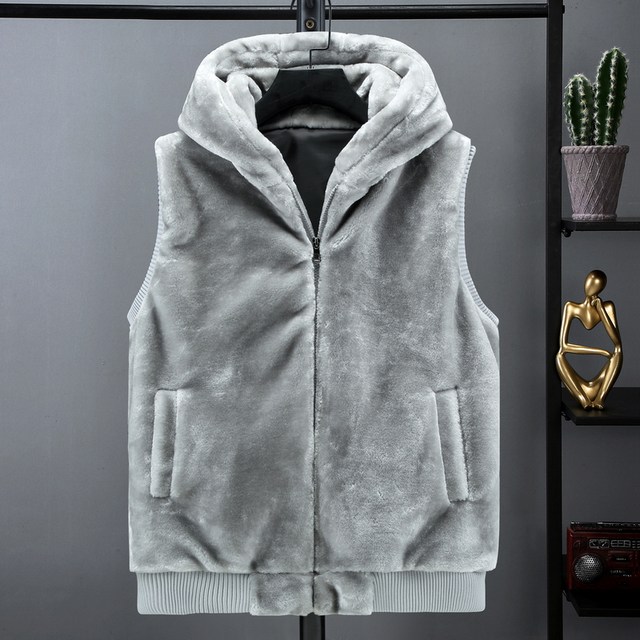Autumn and winter young fur lovers Hooded Vest Plush vest men's mink like cardigan jacket Autumn and winter young fur lovers Hooded Vest Plush vest men's mink like cardigan jacket