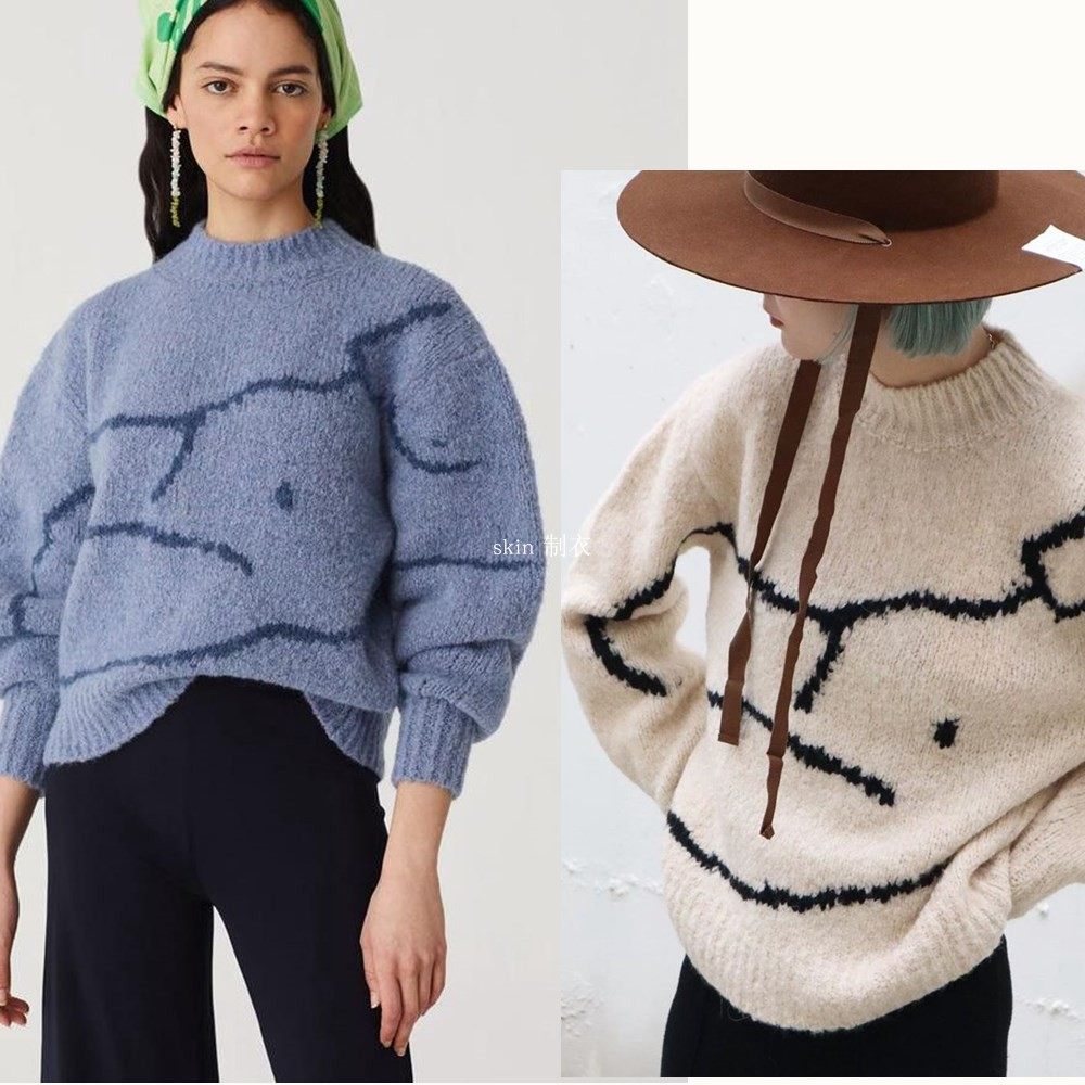 2020秋冬palomawool设计感极简法法式复古少女毛衣