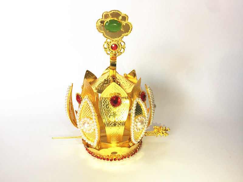 一套六角帽加大铜莲花冠送盒翠钻珍珠龙簪装饰道士道教用品法器