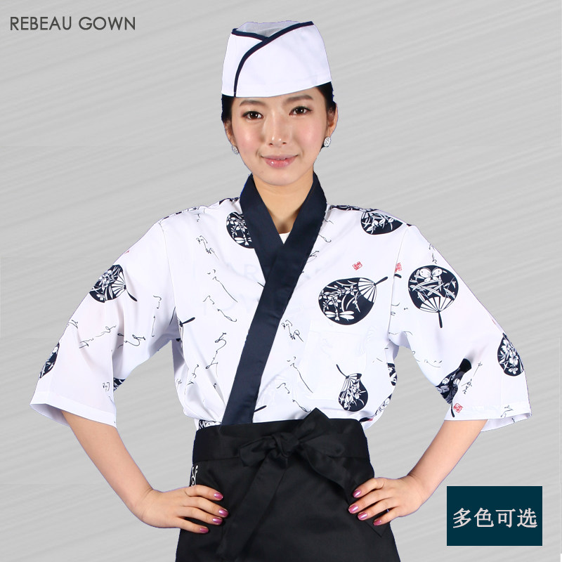 日式厨师工作工作服服装上衣日本料理铁板烧白色日系酒店工作制服