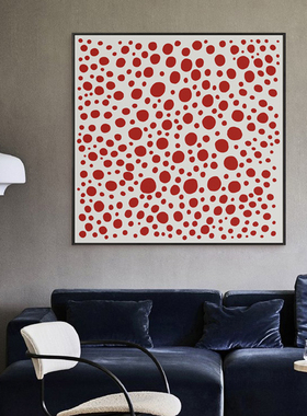 草间弥生红点波点抽象正方形艺术画