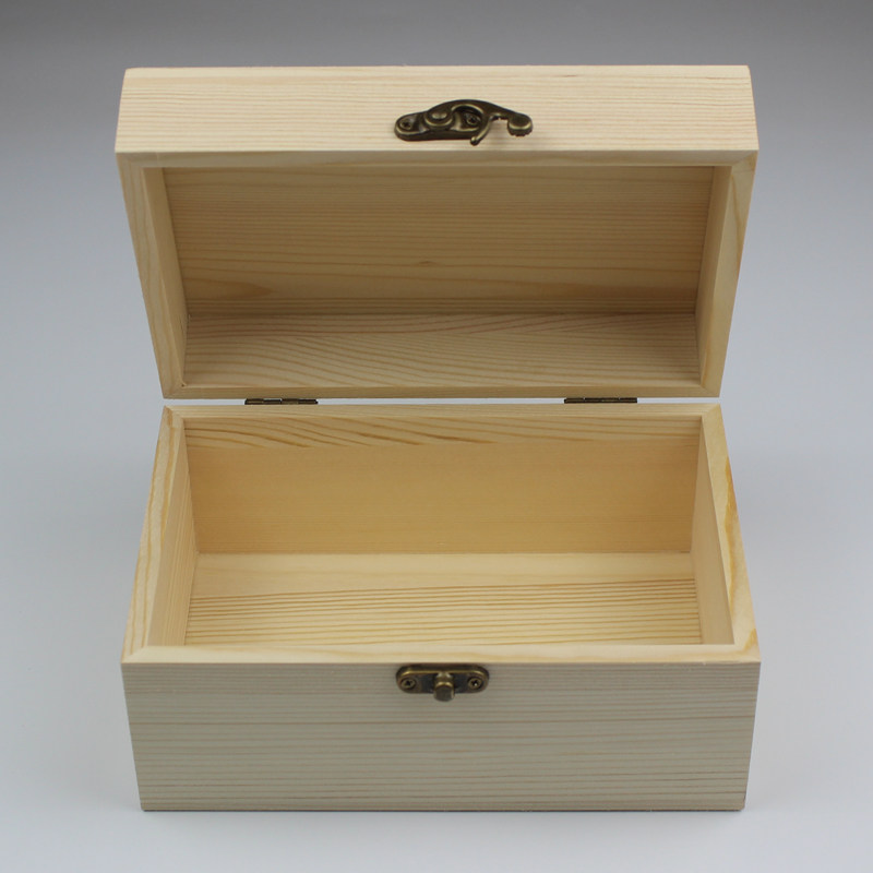 木盒盒子长方形实木原木木色翻盖大小小号定制桌面收纳盒