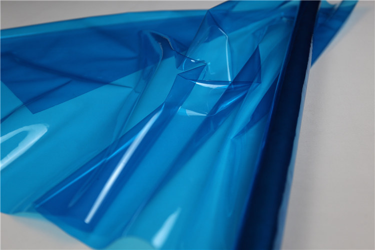 半透明蓝色雾面磨砂tpu面料环保塑料布皮革感风海绵垫