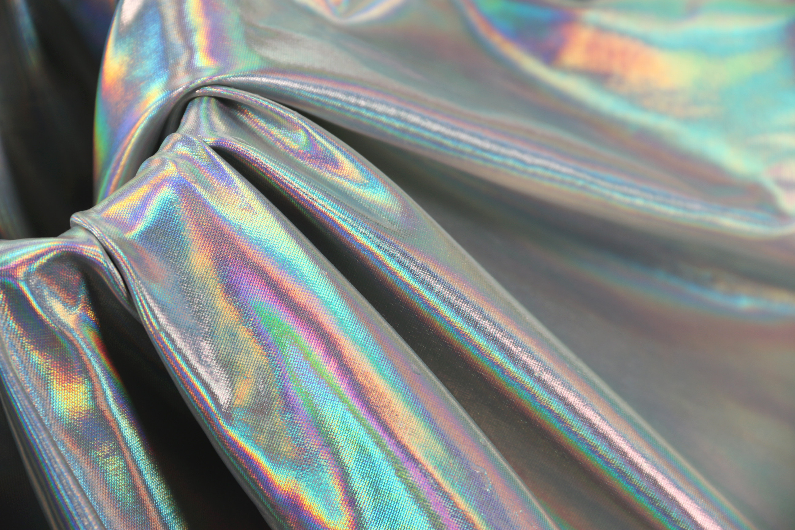 学生服装毕业设计作业布料银色弹力镭射幻彩柔软七彩反光防水时装