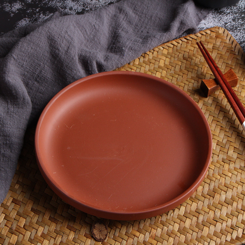 紫砂陶土砂土菜盘蒸盘陶盘农家菜盘土特色陶瓷盘