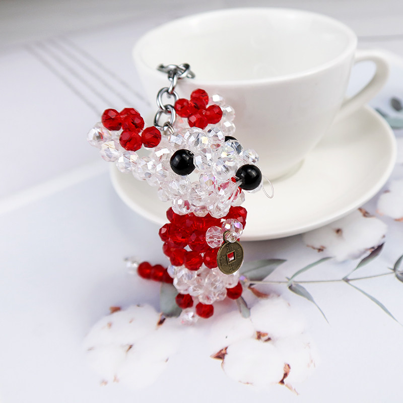 手工编织成品水晶串珠老鼠挂件儿童小玩玩具仿真