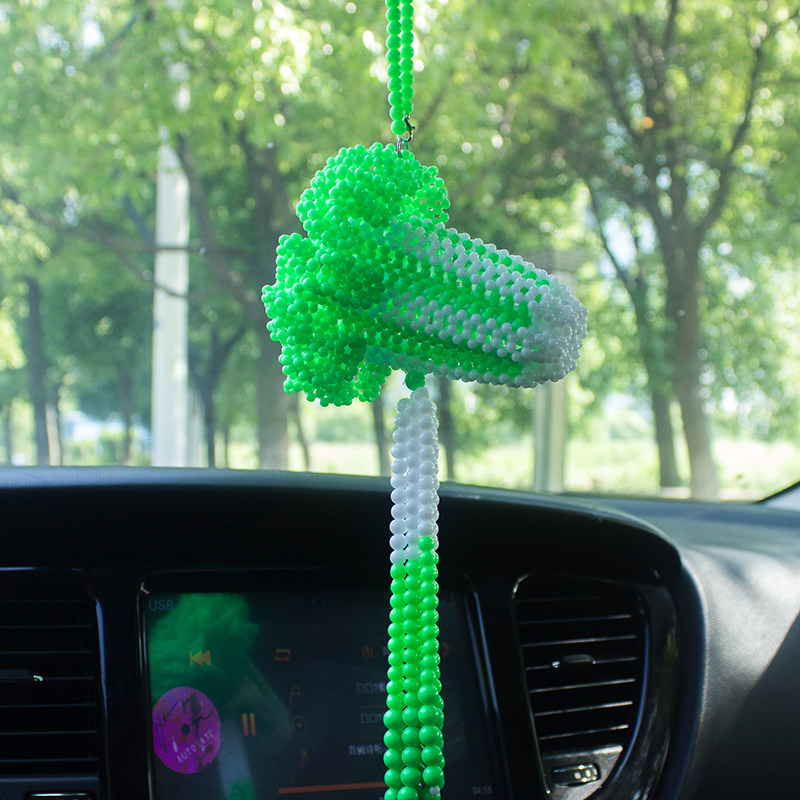 手工串珠diy汽车内饰挂件成品穿珠白菜车饰车挂