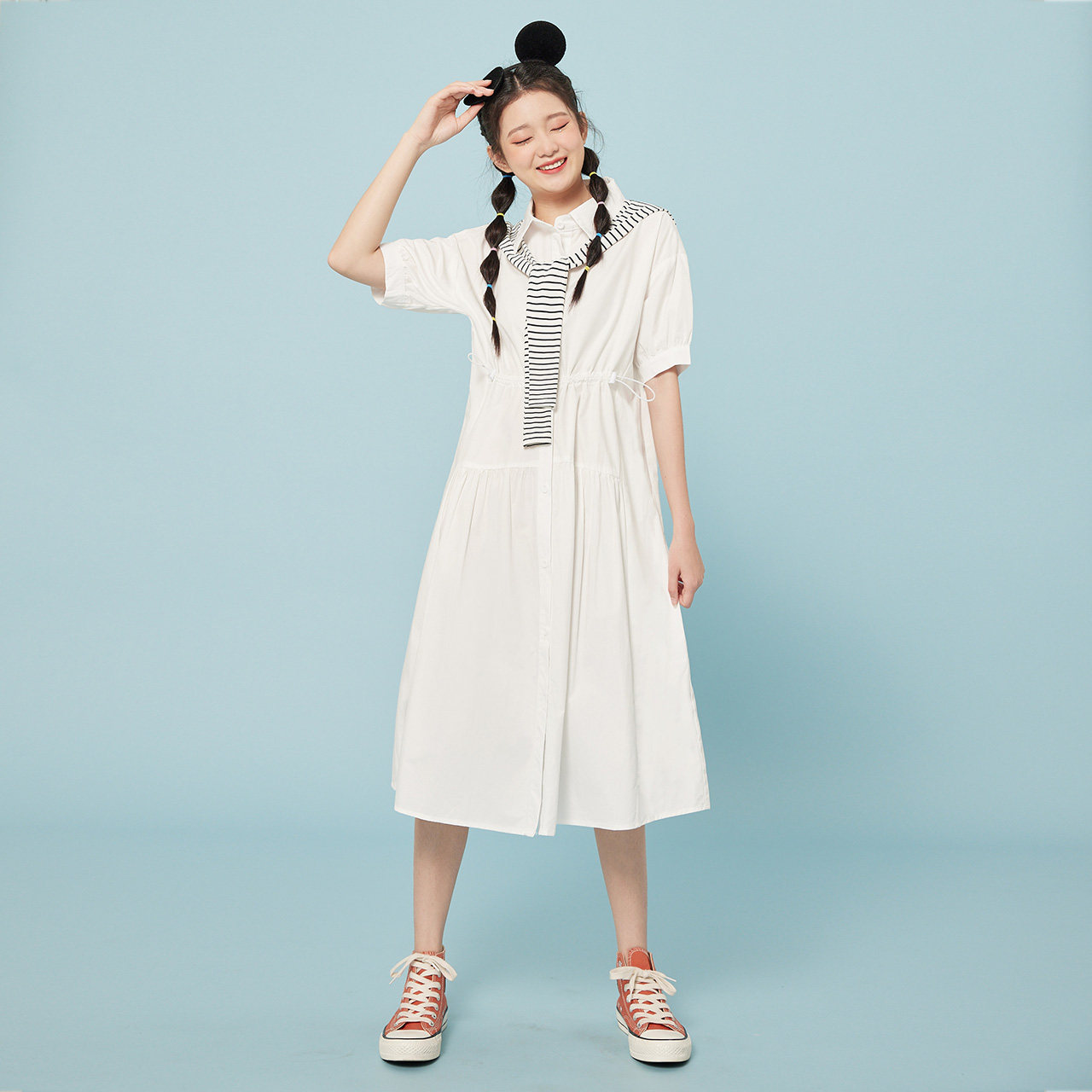 ief爱依服短袖连衣裙2021年夏季新款日系甜美披肩连衣裙