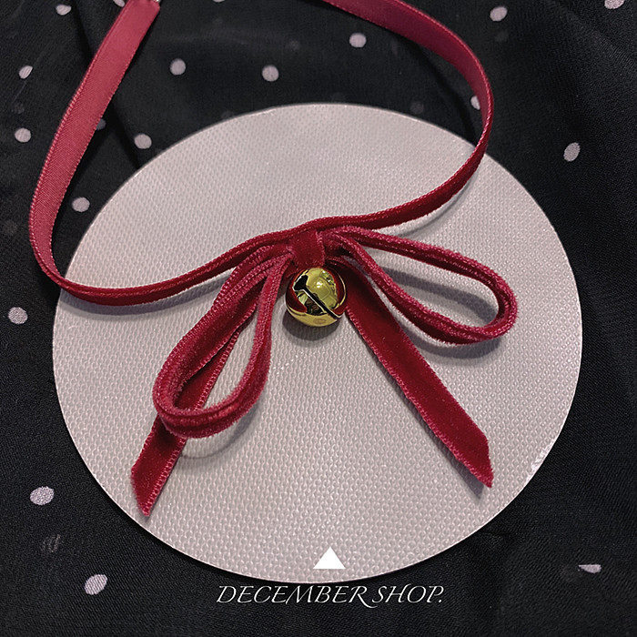 新款圣诞礼物choker锁骨可爱红色蝴蝶结铃铛项链项链