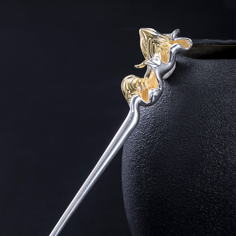 发簪海誓山盟纯银古风旗袍头饰盘发情人节礼物女友发饰