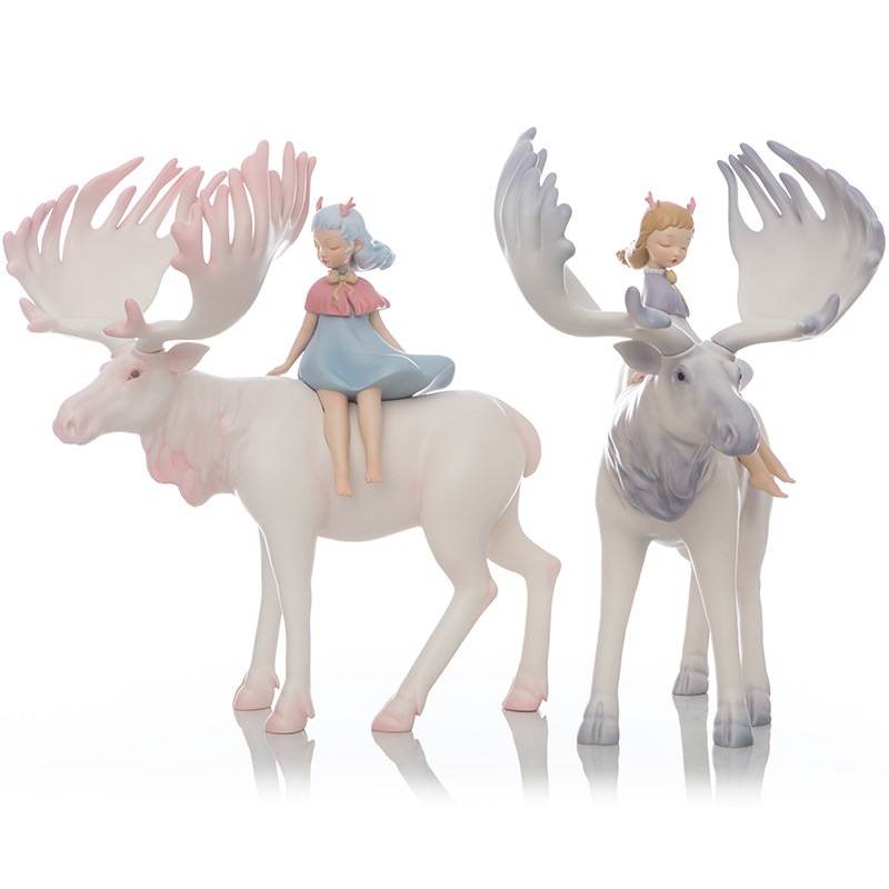 白夜童话鹿摆件北欧欧风新家乔迁客厅卧室桌面摆件