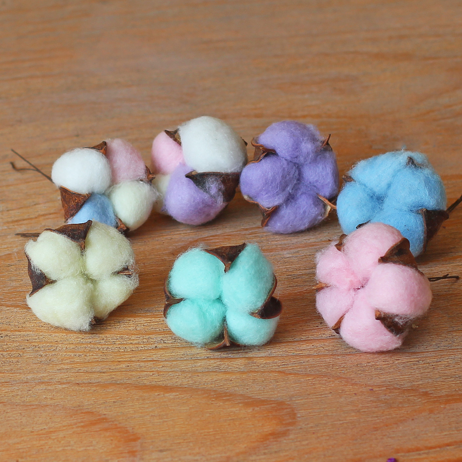 仿真花 彩色棉花花头装饰品 手工品永生干花 diy工艺品拍摄道具