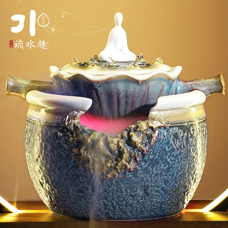 流水流香桌面中式新中式倒流水趣礼品送礼乔迁摆件